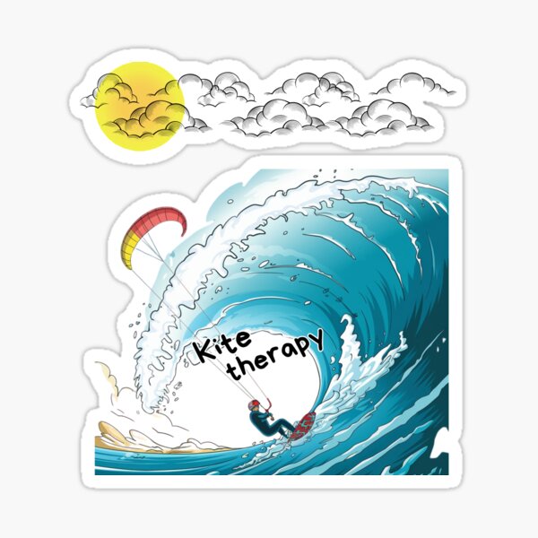 Item preview, Kitesurfeur de style dessin animé faisant un grand saut. La meilleure thérapie. Kitesurf, Sub Surf. designed and sold by StyleFused.