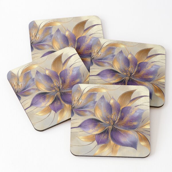 Item preview, Elegant purple and gold flowerspainting designed and sold by MargaretWiktor.