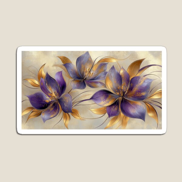 Item preview, Elegant purple and gold flowerspainting designed and sold by MargaretWiktor.