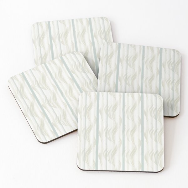 Item preview, Vertical Green Stripes and Beige Leafy Wave Pattern designed and sold by ColorOfTheYears.