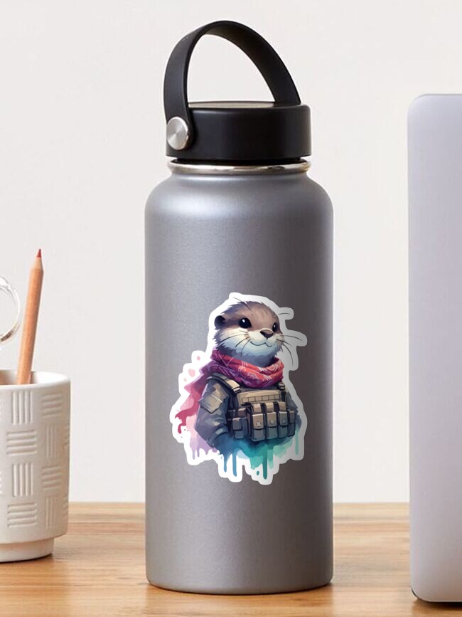 Thumbnail 1 von 3, Sticker, Otter Soldat Aquarell Splash Art designt und verkauft von TomFrontierArt.