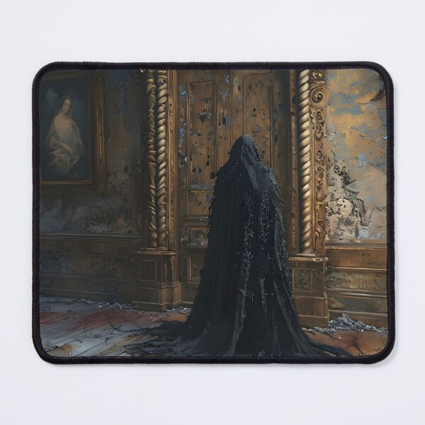Item preview, Eerie Haunted House Art | Dark Cloaked Figure | 'Death Roams the Halls designed and sold by NiobesSkein.