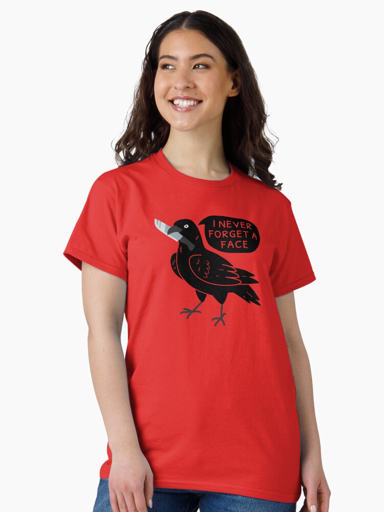 Thumbnail 2 of 7, Classic T-Shirt, Spooky crow with a knife designed and sold by ElectricFangs.