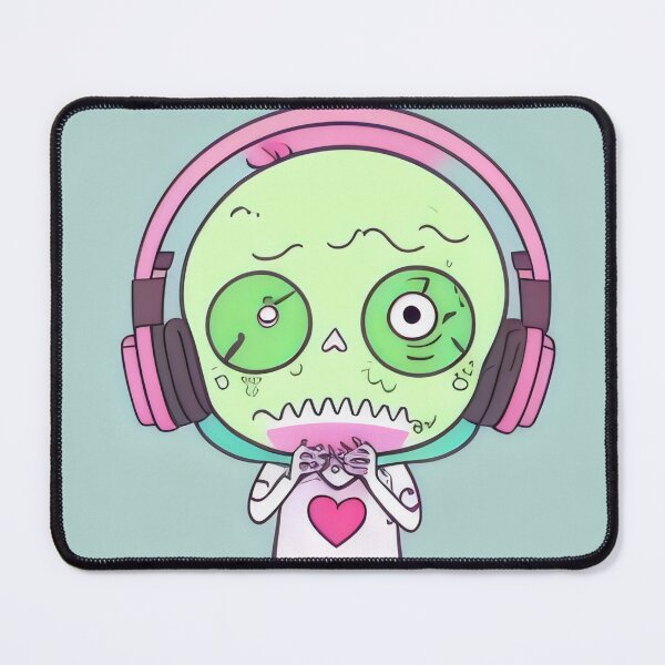 Item preview, Cute Zombie with Headphones and Heart Shirt Quirky Cartoon Art designed and sold by Cherry-Cat.