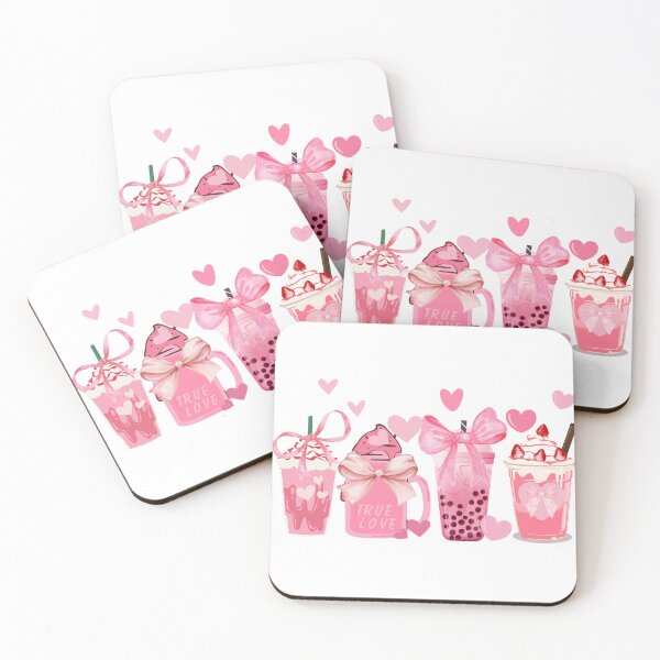 Item preview, Pink Bow Coquette Pink Frappe Pink Coffee Cup Pink Latte Drink designed and sold by CCKimShop.
