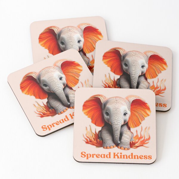 Item preview, Spread Kindness Cute Orange-Reddish Baby Elephant  designed and sold by InspireNIgnite.