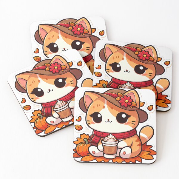 Item preview, Cute Kawaii Cat with Cozy Autumn/Fall Vibes for Cat Lovers  designed and sold by LEYLA Hunter.