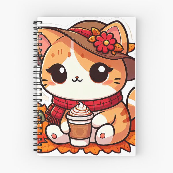 Item preview, Cute Kawaii Cat with Cozy Autumn/Fall Vibes for Cat Lovers  designed and sold by LEYLA Hunter.