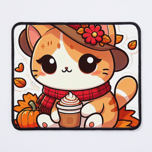 Item preview, Cute Kawaii Cat with Cozy Autumn/Fall Vibes for Cat Lovers  designed and sold by LEYLA Hunter.