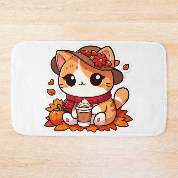 Item preview, Cute Kawaii Cat with Cozy Autumn/Fall Vibes for Cat Lovers  designed and sold by LEYLA Hunter.