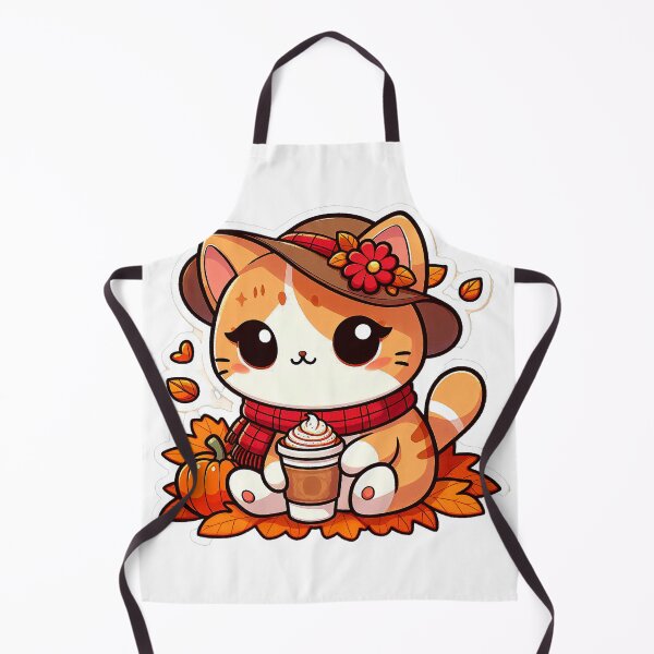 Item preview, Cute Kawaii Cat with Cozy Autumn/Fall Vibes for Cat Lovers designed and sold by LEYLA Hunter.