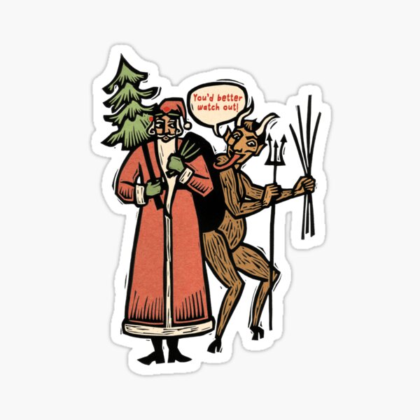 Santa and Krampus Sticker