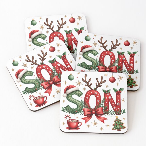 Item preview,  spells out SON with Christmas  elements designed and sold by jkrphoto.