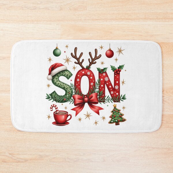 Item preview,  spells out SON with Christmas  elements designed and sold by jkrphoto.