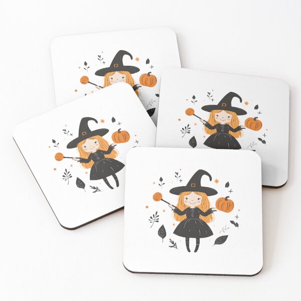 Item preview, Cute Witch with Autumn Leaves designed and sold by CharmingQuill.