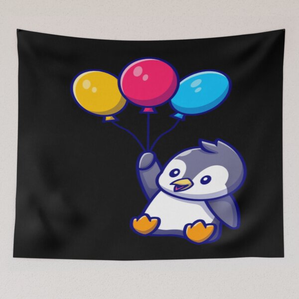 Artikelvorschau, Niedlicher Pinguin mit bunten Luftballons im Cartoon-Design entworfen und verkauft von kawaiivsglitch.
