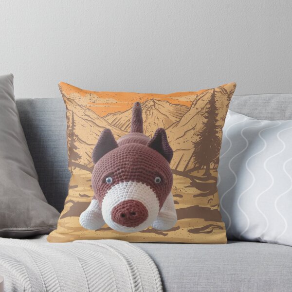 Item preview, Brown Pitbull Amigurumi in a Landscape designed and sold by amigurumivane.