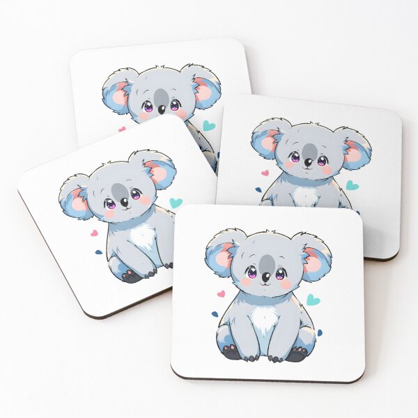 Aperçu de l'œuvre Koala Kawaii souriant avec des cœurs pour les enfants créée et vendue par RetroPop23.