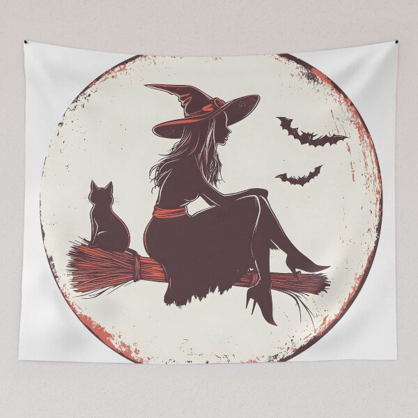 Item preview, Vintage Witch on Broom designed and sold by CharmingQuill.