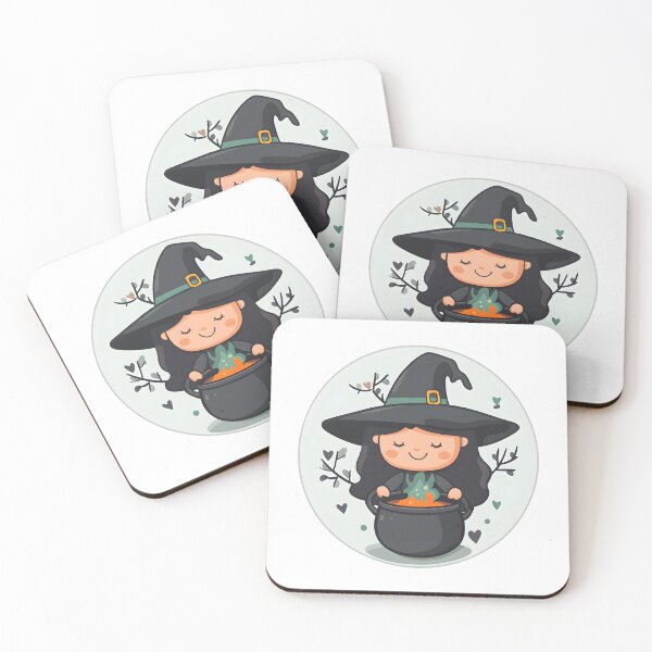 Item preview, Cute Witch Stirring a Bubbling Cauldron designed and sold by CharmingQuill.