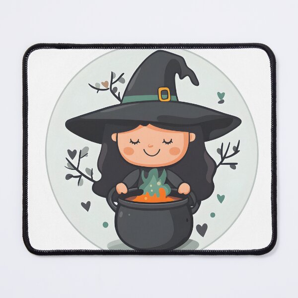 Item preview, Cute Witch Stirring a Bubbling Cauldron designed and sold by CharmingQuill.
