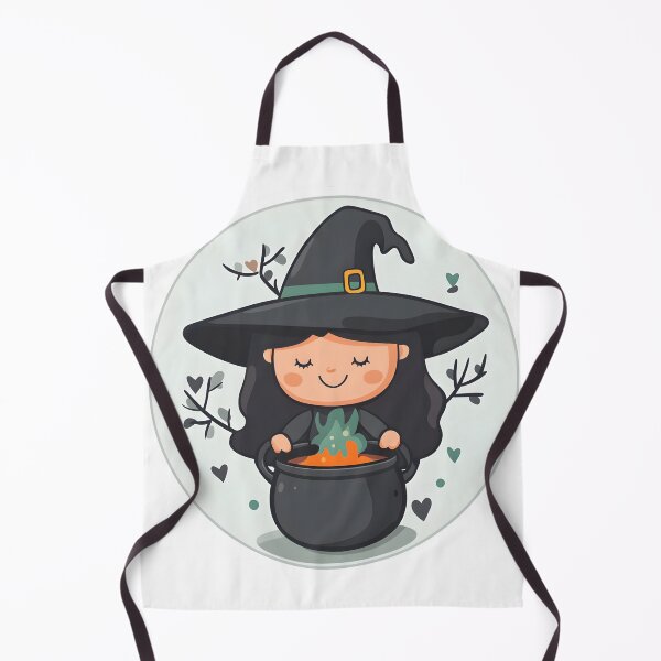 Item preview, Cute Witch Stirring a Bubbling Cauldron designed and sold by CharmingQuill.