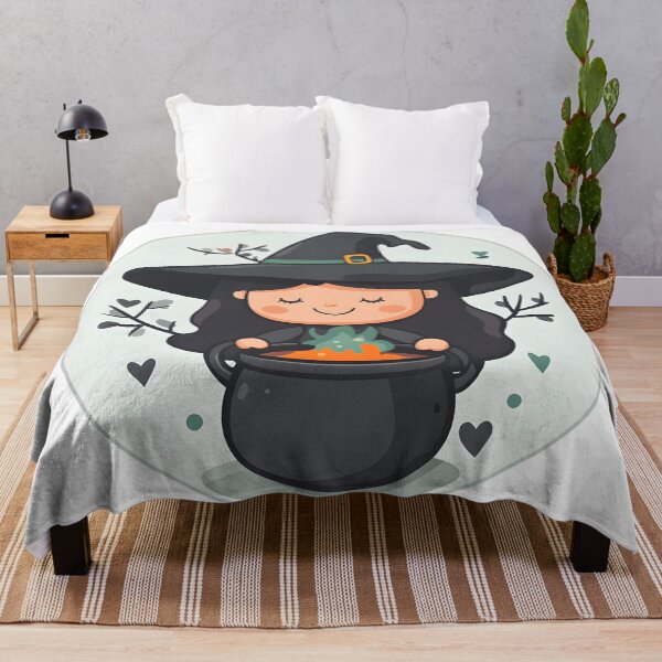 Item preview, Cute Witch Stirring a Bubbling Cauldron designed and sold by CharmingQuill.