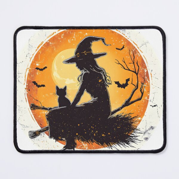 Item preview, Witch and Cat in Moonlit Silhouette designed and sold by CharmingQuill.