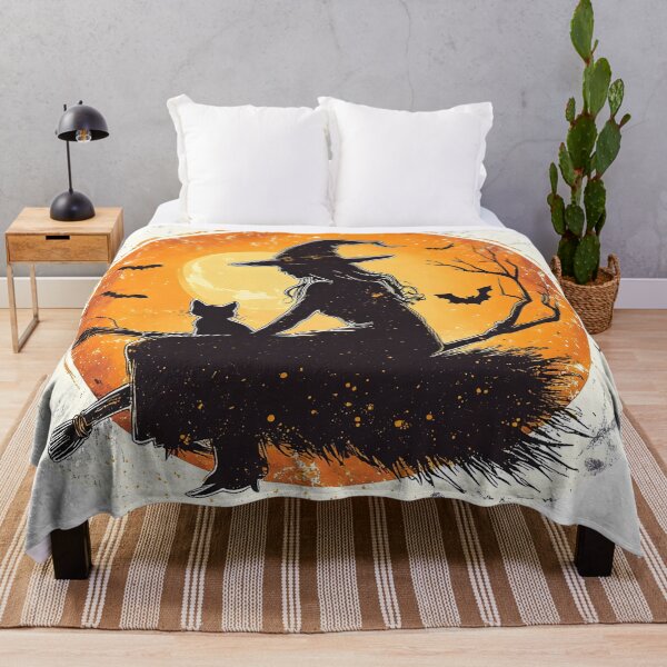 Item preview, Witch and Cat in Moonlit Silhouette designed and sold by CharmingQuill.