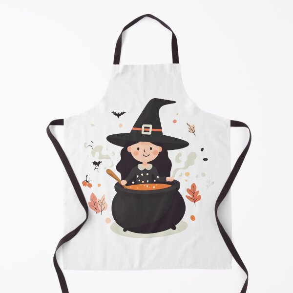 Item preview, Little Witch Stirring a Halloween Cauldron designed and sold by CharmingQuill.