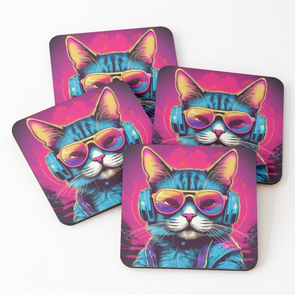 Item preview, Synthwave Retro Cat designed and sold by Boxing Kangaroo Retail Company.