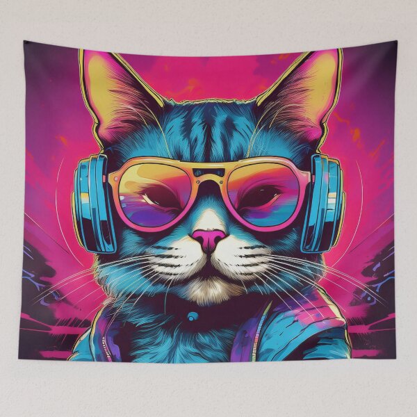 Item preview, Synthwave Retro Cat designed and sold by Boxing Kangaroo Retail Company.
