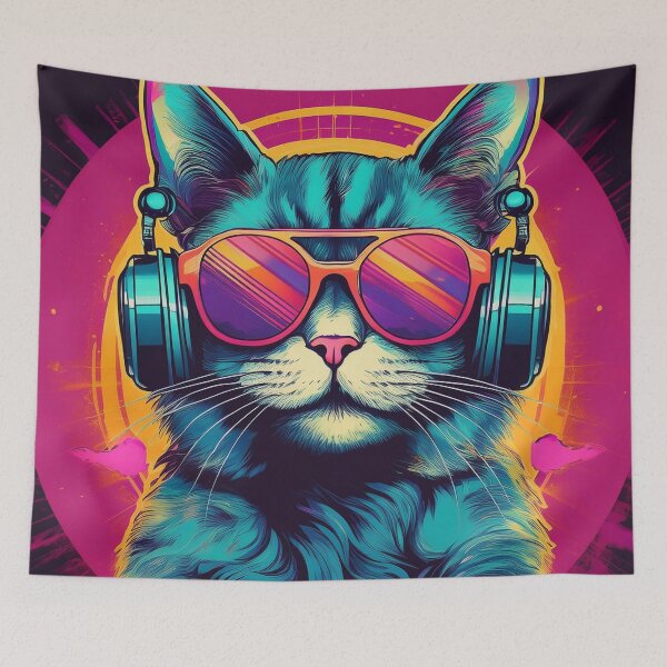 Item preview, Synthwave Retro Cat designed and sold by Boxing Kangaroo Retail Company.