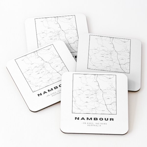 Item preview, Nambour Coordinates Map Print | Minimalist Black and White Art designed and sold by RM-Journey.