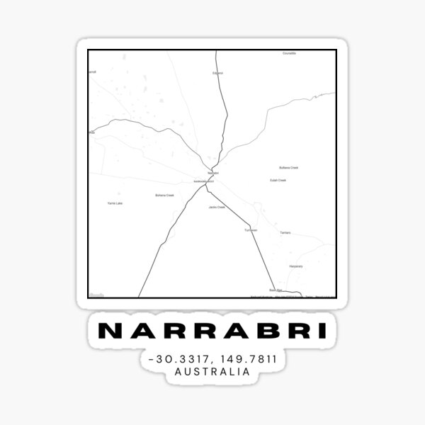 Item preview, Narrabri Coordinates Map Print | Minimalist Black and White Art designed and sold by RM-Journey.