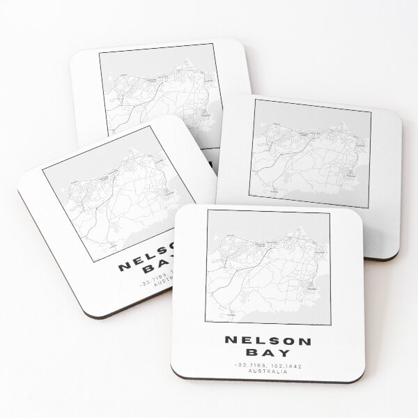 Item preview, Minimalist Nelson Bay Map Art | Black and White Coordinates Print designed and sold by RM-Journey.