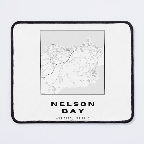 Item preview, Minimalist Nelson Bay Map Art | Black and White Coordinates Print designed and sold by RM-Journey.