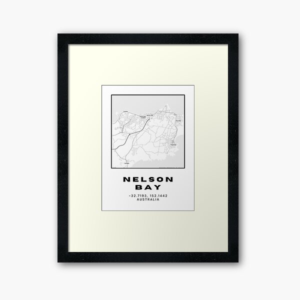 Item preview, Minimalist Nelson Bay Map Art | Black and White Coordinates Print designed and sold by RM-Journey.