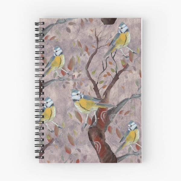Item preview, Blue tits birds on a tree hand painted pattern, painterly texture designed and sold by paintandpestle.
