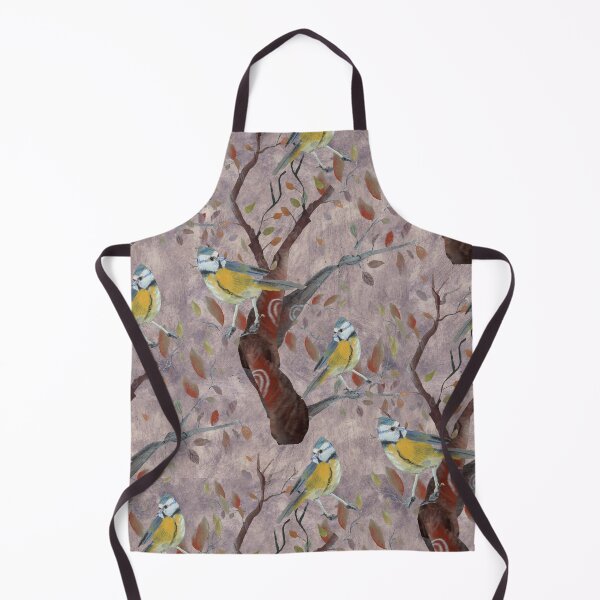 Item preview, Blue tits birds on a tree hand painted pattern, painterly texture designed and sold by paintandpestle.