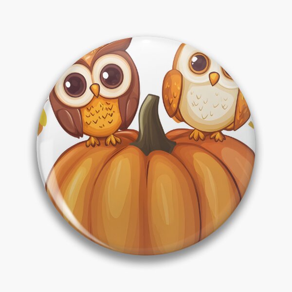 Item preview, Owls Perched on a Large Autumn Pumpkin designed and sold by CharmingQuill.
