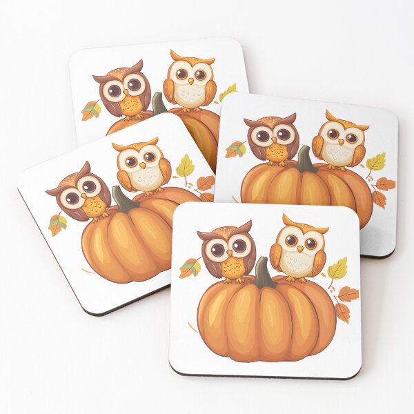 Item preview, Owls Perched on a Large Autumn Pumpkin designed and sold by CharmingQuill.