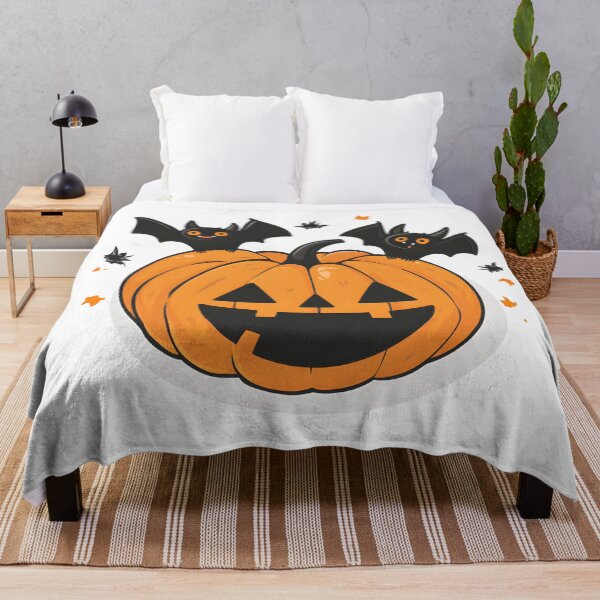 Item preview, Happy Jack-o'-Lantern with Playful Bats designed and sold by CharmingQuill.