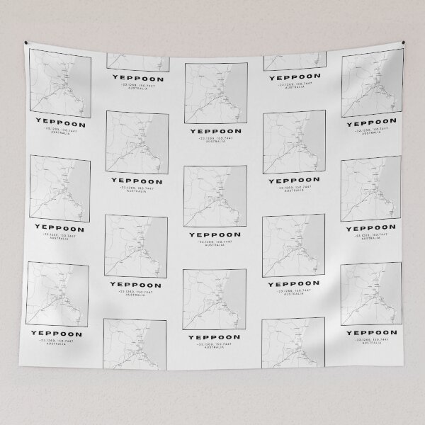 Item preview, Minimalist Yeppoon Map Art | Black and White Coordinates Print designed and sold by RM-Journey.