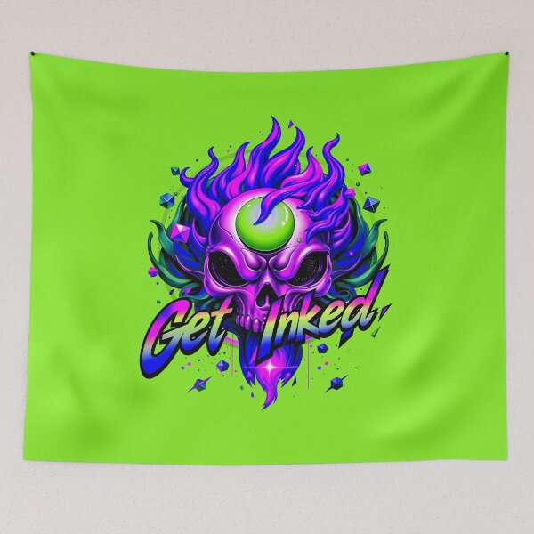 Item preview, Get Inked Cool Fire Skull Tattoo Design  designed and sold by TheArtOfPat.
