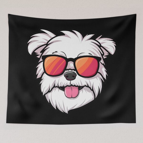Item preview, Colorful Summer Vacation Cartoon Cool Maltese With Sunglasses designed and sold by Leonardo Palumbo.