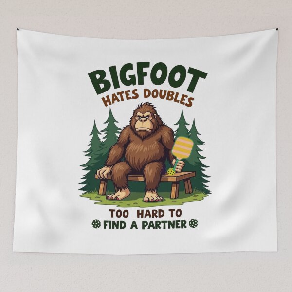 Item preview, Bigfoot Hates Doubles Funny Pickleball - Bench Cartoon designed and sold by iTeeShirts.