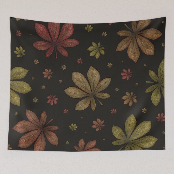 Item preview, Pattern of autumn colorful chestnut leaves on a dark background designed and sold by Cherevan.