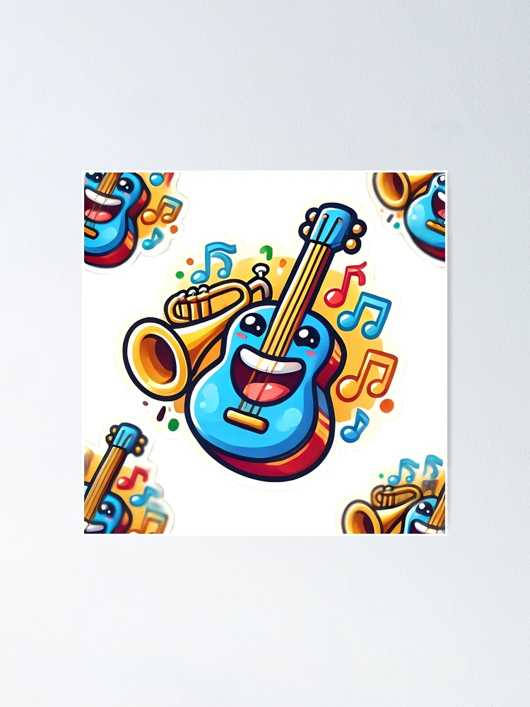 Thumbnail 1 of 3, Poster, Title: Laughing Musical Instrument Sticker designed and sold by Peelya.