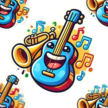 Artwork thumbnail, Title: Laughing Musical Instrument Sticker by Peelya